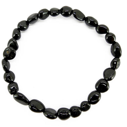 Bracelet tourmaline noire Brésil A (grains 5 - 7mm) - La Boite à Cailloux