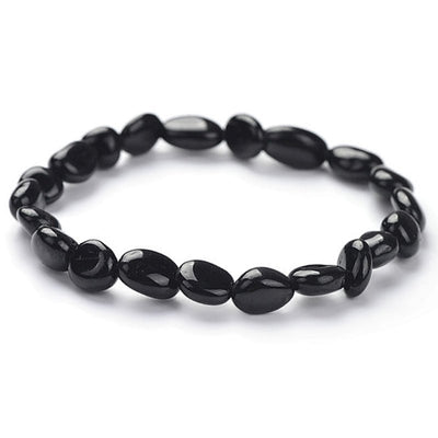 Pulsera de turmalina negra Brasil A (granos 5-7mm)
