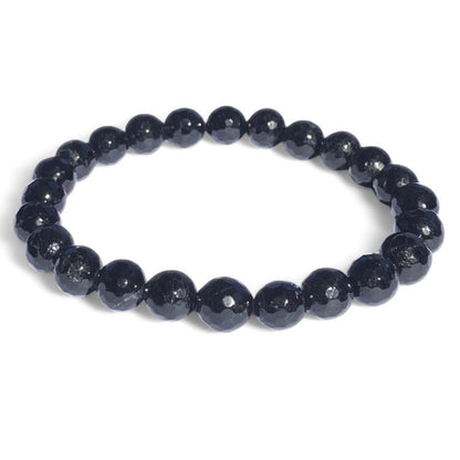 Bracelet tourmaline noire Brésil A (perles facettées 7 - 8mm) - La Boite à Cailloux