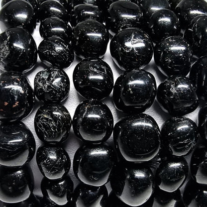Bracelet tourmaline noire Brésil A (pierres roulées 10 - 12mm) - La Boite à Cailloux