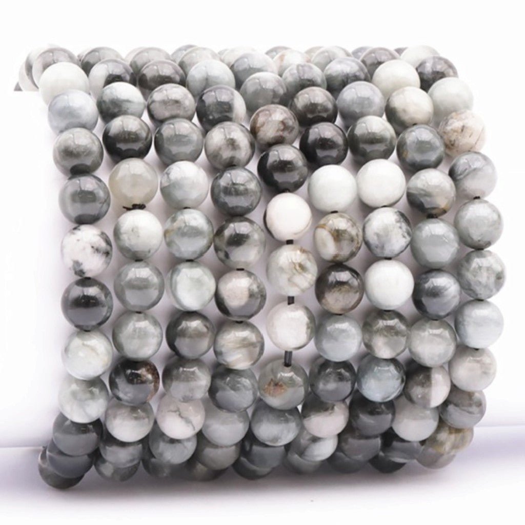 Bracelet tourmaline oeil de chat Afrique du Sud A (boules 7-8mm) - La Boite à Cailloux