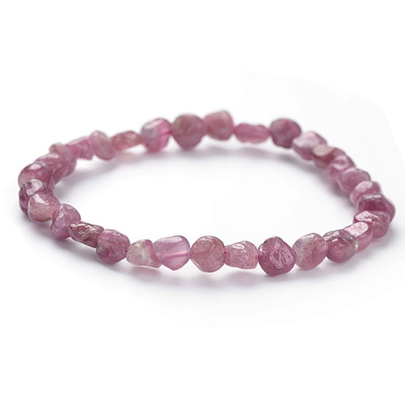 Bracelet tourmaline rose (rubélite) Brésil A (grains 5 - 7mm) - La Boite à Cailloux