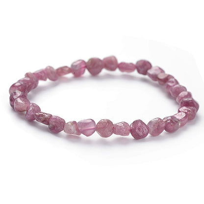 Bracelet tourmaline rose (rubélite) Brésil A (grains 5 - 7mm) - La Boite à Cailloux