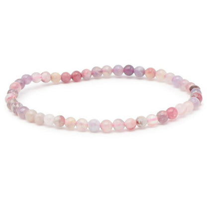 Bracelet tourmaline rose sur Eudialyte Namibie A+ (boules 3 - 4mm) - La Boite à Cailloux