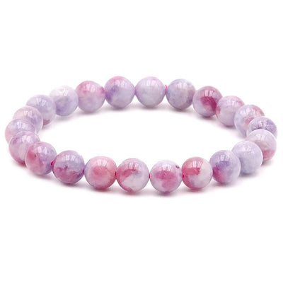Bracelet tourmaline rose sur Eudialyte Namibie A+ (boules 7-8mm)