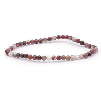 Bracelet tourmaline rose sur quartz Brésil A+ (boules 3 - 4mm) - La Boite à Cailloux