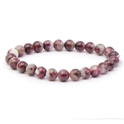 Bracelet tourmaline rose sur quartz Brésil AA (boules 7-8mm)
