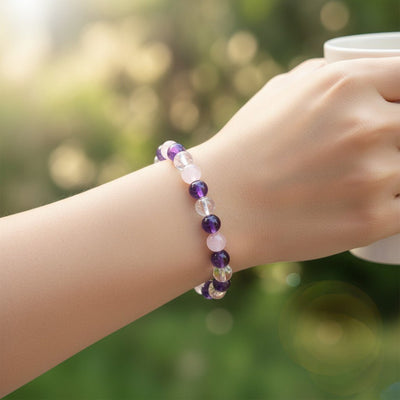 Pulsera multi Amatista Cristal de roca Cuarto rosa Brasil A (perlas barrocas)