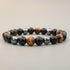 Bracelet triple protection (oeil de tigre, obsidienne, hématite) A (boules 7 - 8mm) - La Boite à Cailloux