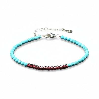 Bracelet turquenite grenat perles facettées argent 925