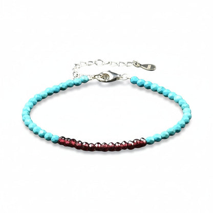 Bracelet turquenite grenat perles facettées argent 925 - La Boite à Cailloux
