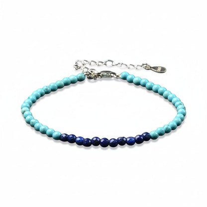 Bracelet turquenite lapis lazuli perles facettées argent 925 - La Boite à Cailloux