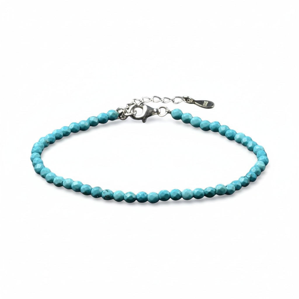 Bracelet turquenite perles facettées argent 925 - La Boite à Cailloux