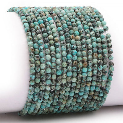 Bracelet turquoise Afrique A+ (perles facettées 2-3mm) - La Boite à Cailloux