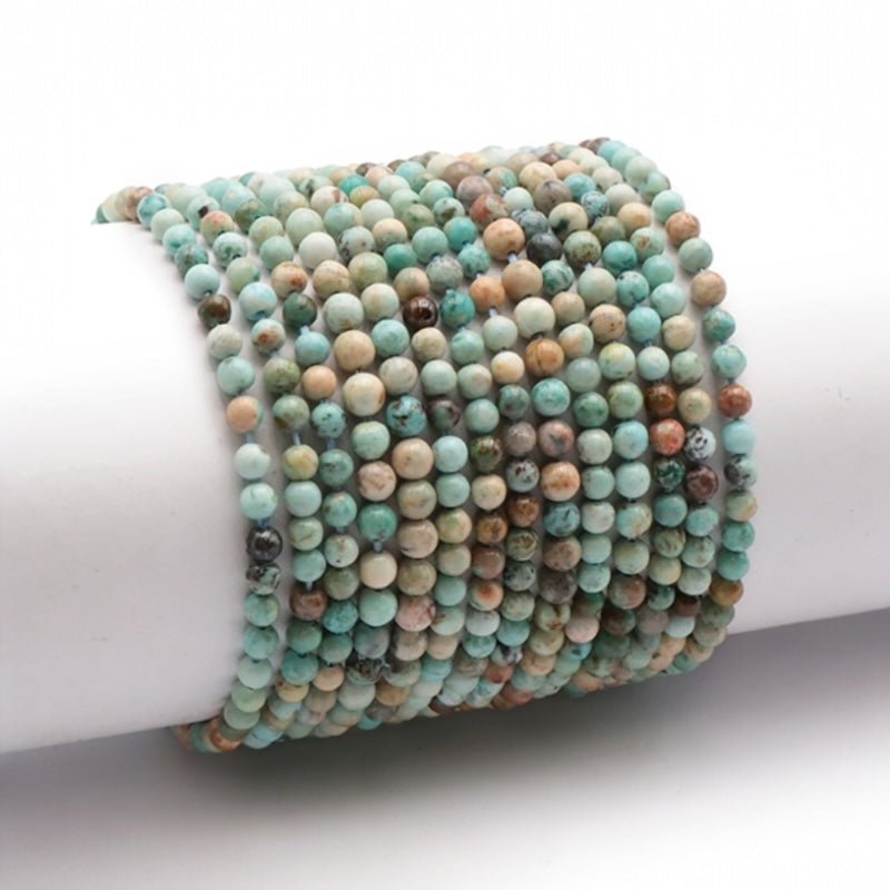 Bracelet turquoise Pérou A (boules 3 - 4mm) - La Boite à Cailloux