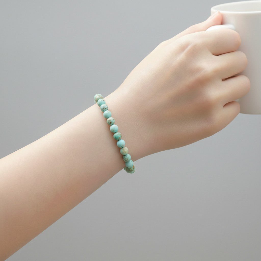 Bracelet turquoise Pérou A (boules 7-8mm) - La Boite à Cailloux