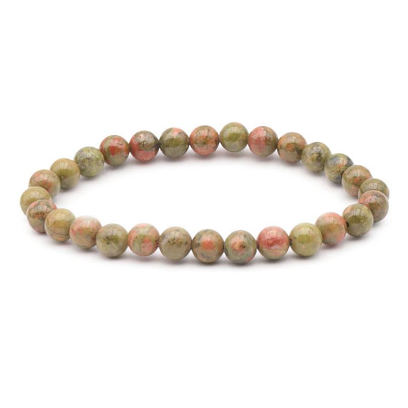 Bracelet unakite Afrique du Sud A (boules 5 - 6mm) - La Boite à Cailloux