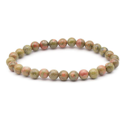 Bracelet unakite Afrique du Sud A (boules 5 - 6mm) - La Boite à Cailloux