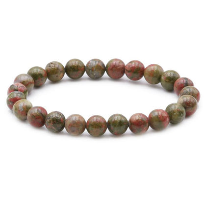 Bracelet unakite Afrique du Sud A (boules 7 - 8mm) - La Boite à Cailloux