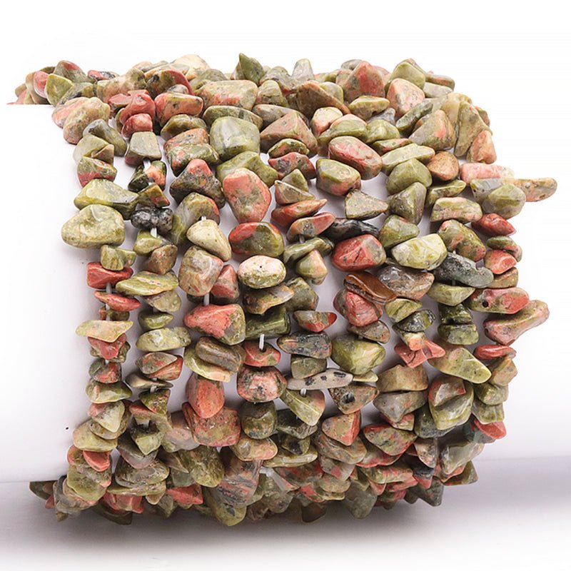 Bracelet unakite Afrique du Sud A (perles baroques) - La Boite à Cailloux