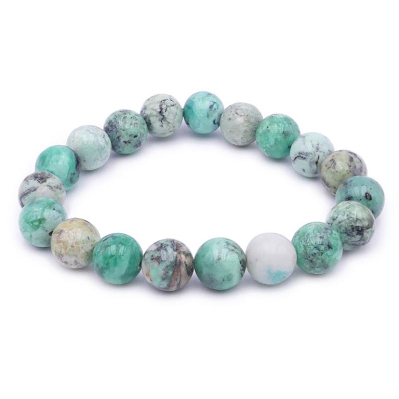 Bracelet Variscite Russie AA (boules 10mm) - La Boite à Cailloux