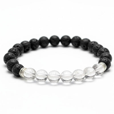 Libra "Zodiac" Bracelet - Lava Stone - Brazilian Rock Crystal AA (8mm beads)