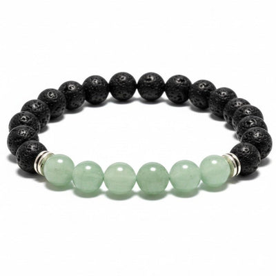 Cancer "Zodiac" Bracelet - Lava Stone - Green Brazilian Aventurine (8mm beads)
