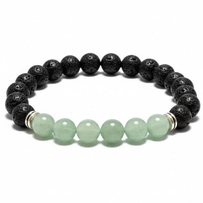 Bracelet "Zodiac" Cancer - Pierre de lave - Aventurine verte Brésil A (boules 8mm) - La Boite à Cailloux
