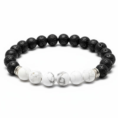 Pulsera "Zodiac" Géminis - Piedra de lava - Howlita Zimbabue A (cuentas 8mm)