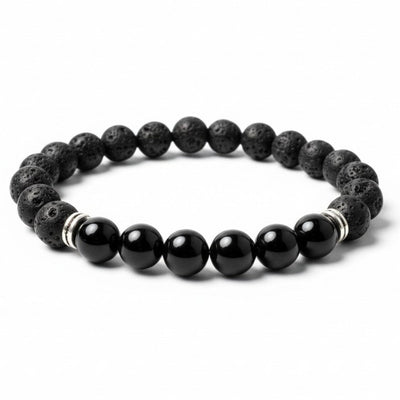 "Zodiac" Scorpion Bracelet - Lava Stone - Brazilian Onyx AA (8mm beads)
