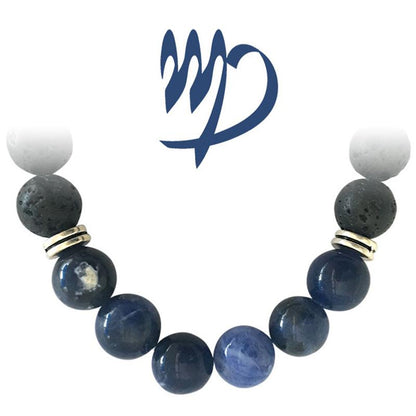 Bracelet "Zodiac" Vierge - Pierre de lave - Sodalite Brésil A (boules 8mm) - La Boite à Cailloux