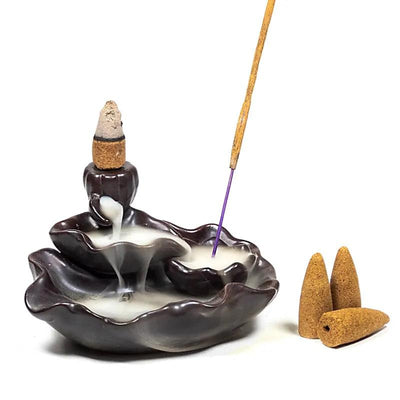 Lotus pond backflow incense burner
