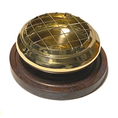 Bruleur d'encens en bronze base en bois