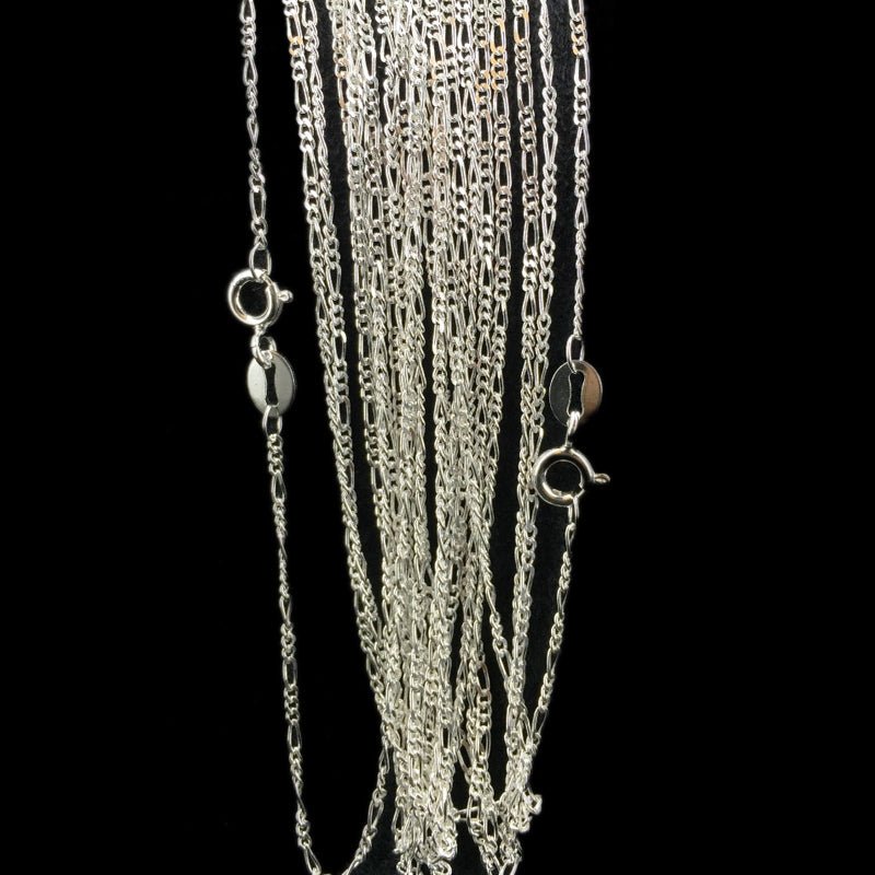 Chaine argent maille Figaro 1mm - La Boite à Cailloux