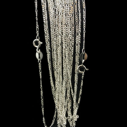 Chaine argent maille Figaro 1mm - La Boite à Cailloux