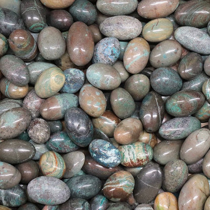 Chrysocolle sur gangue Pérou AB (pierre roulée) - La Boite à Cailloux