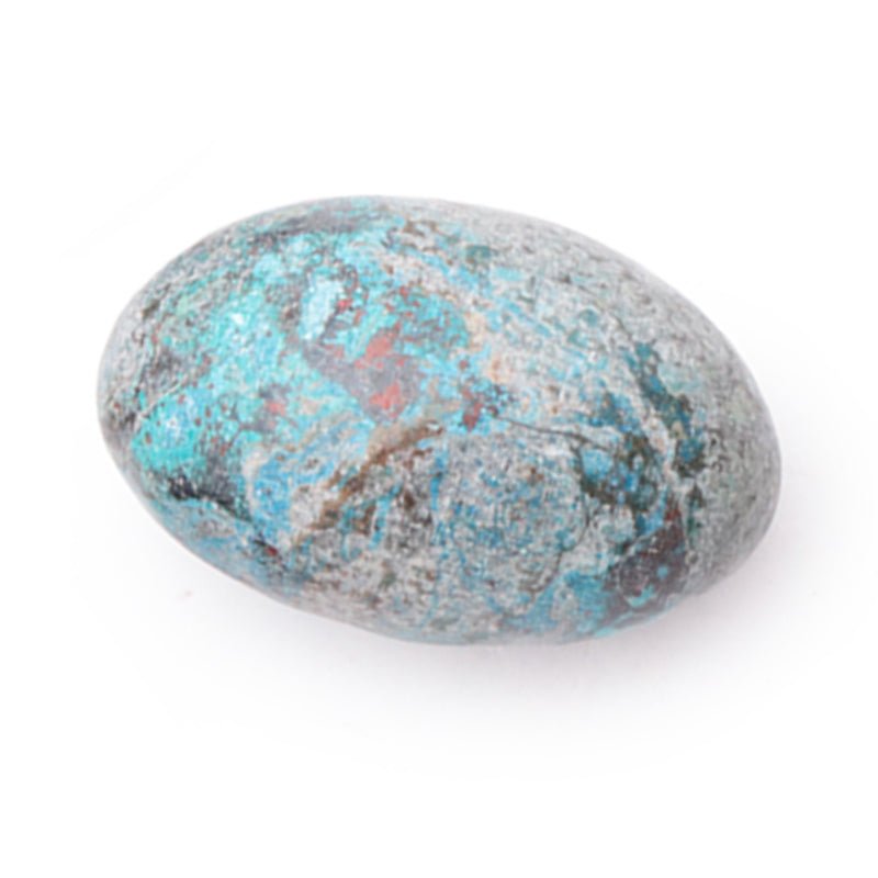 Chrysocolle sur gangue Pérou AB (pierre roulée) - La Boite à Cailloux