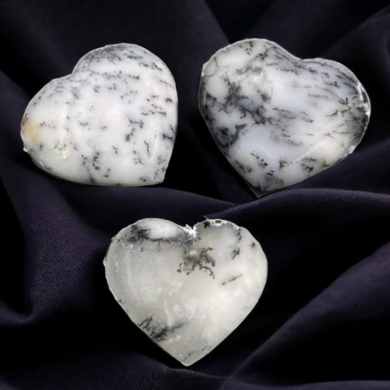 Coeur agate dentrite Brésil A 30 - 35mm - La Boite à Cailloux
