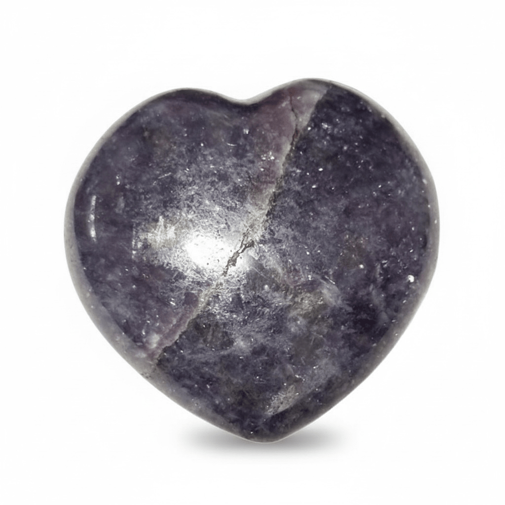 Coeur lépidolite Madagascar A+ 60 - 70mm - La Boite à Cailloux