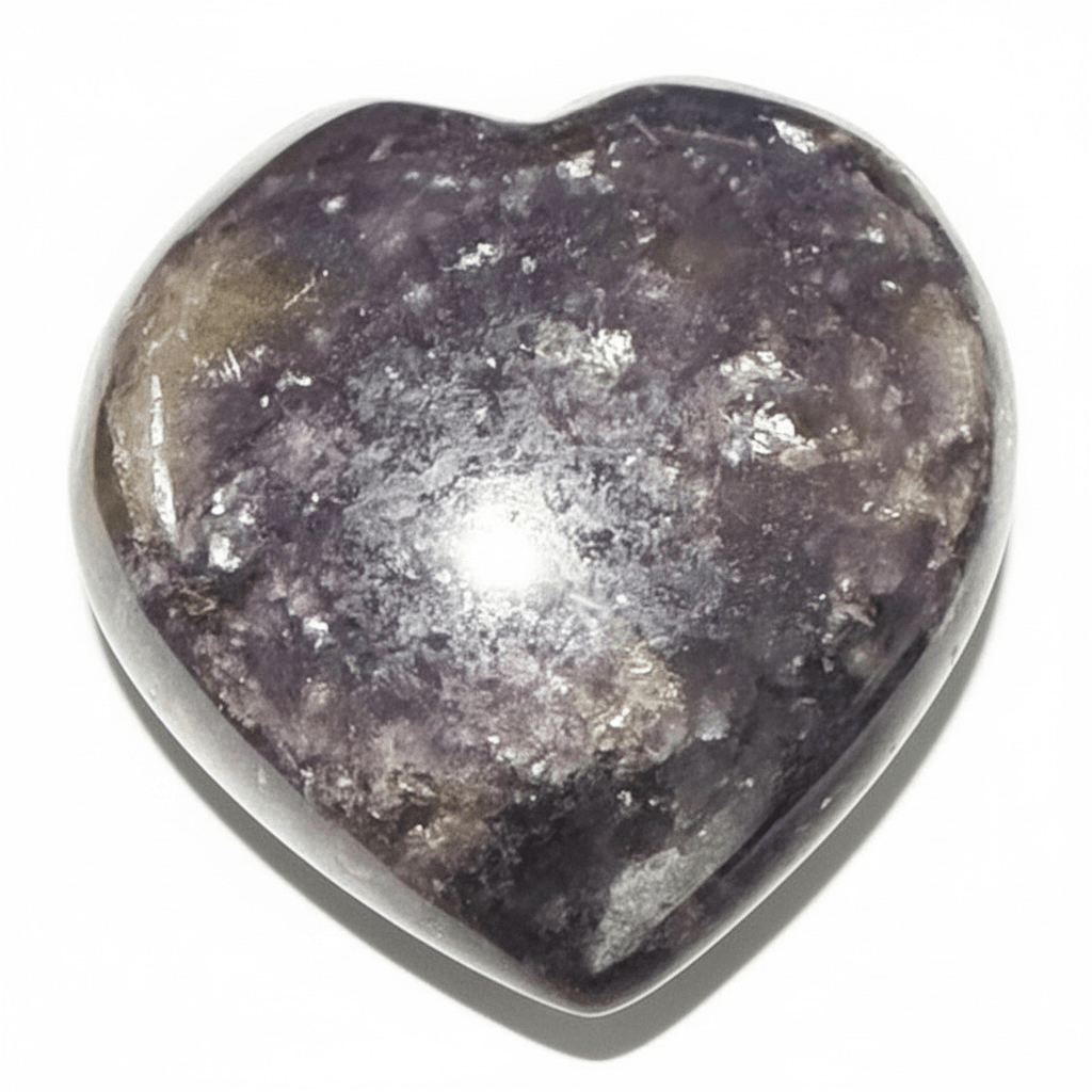Coeur lépidolite Madagascar A+ 60 - 70mm - La Boite à Cailloux
