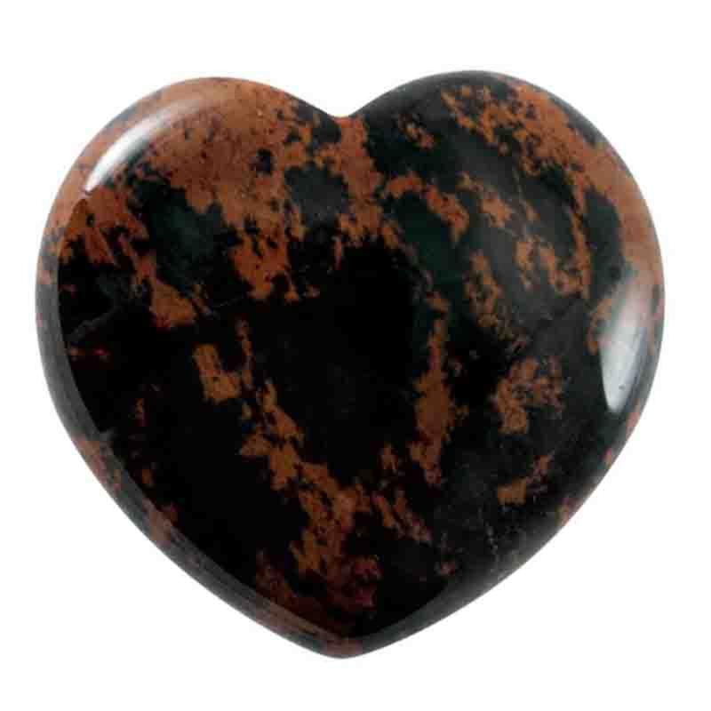 Coeur obsidienne acajou Mexique A 40mm - La Boite à Cailloux