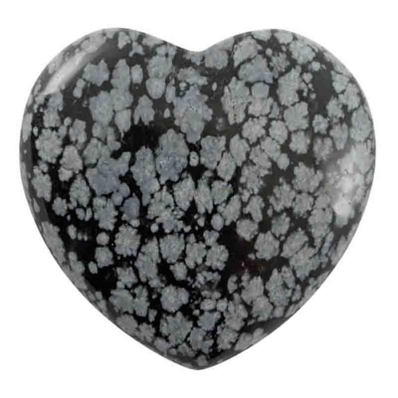 Coeur obsidienne neige Mexique A 30mm - La Boite à Cailloux