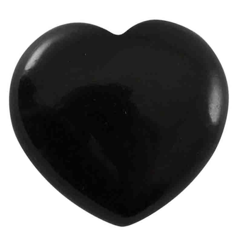 Coeur onyx noire Brésil A 40mm - La Boite à Cailloux