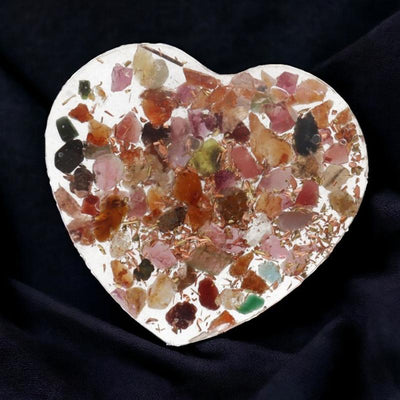 Coeur Orgonite tourmaline multicolore 30mm