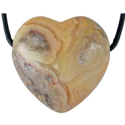 Coeur percé agate crazy lace Mexique A 30mm + cordon