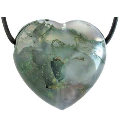 Corazón perforado ágata musgo Brasil A 30mm + cordón