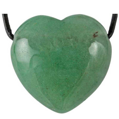 Pierced heart green aventurine Brazil A 30mm + cord