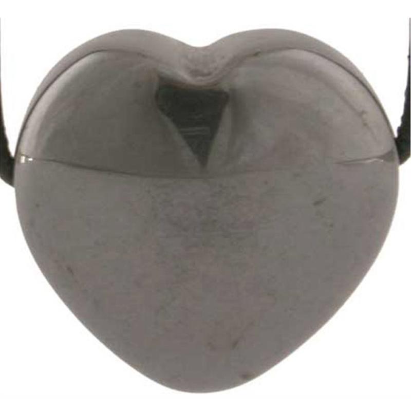 Coeur percé Hématite Chine A 30mm + cordon - La Boite à Cailloux