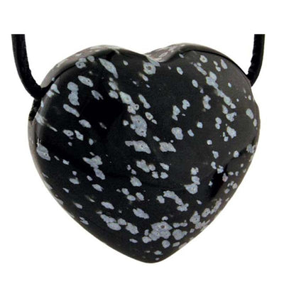 Corazón perforado obsidiana nieve México A 30mm + cordón