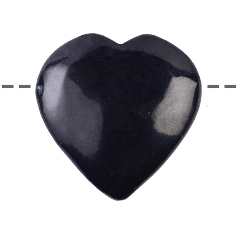 Coeur percé shungite Russie A 30mm + cordon - La Boite à Cailloux